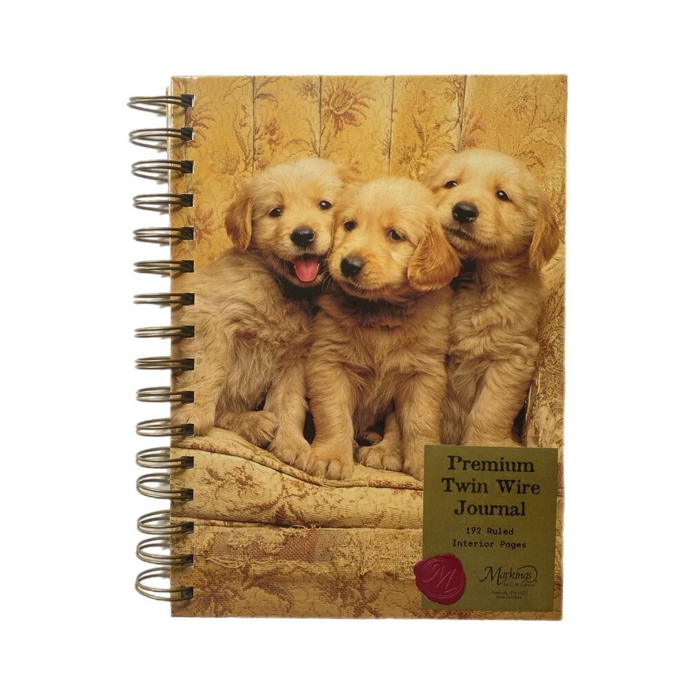 Journal Hardcover 192 Ruled Pages Puppies Theme Markings by C. R. Gibson